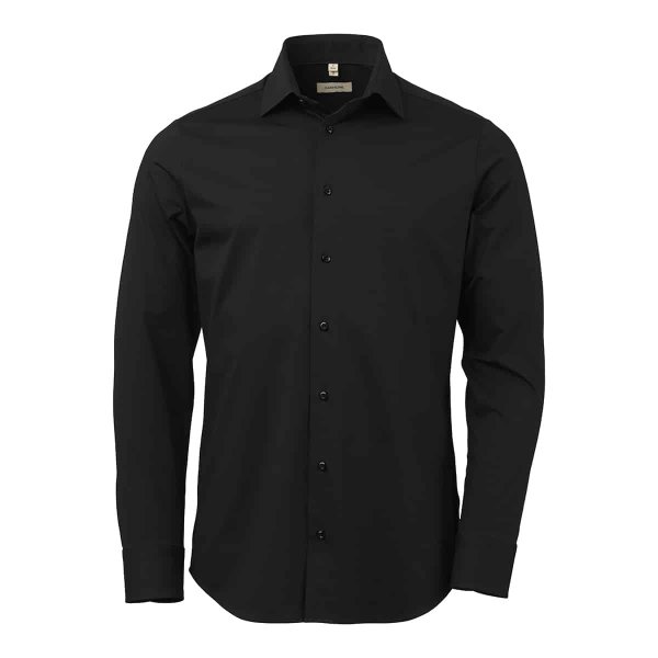 Zoom bild av Black stretch poplin shirt, comfort fit