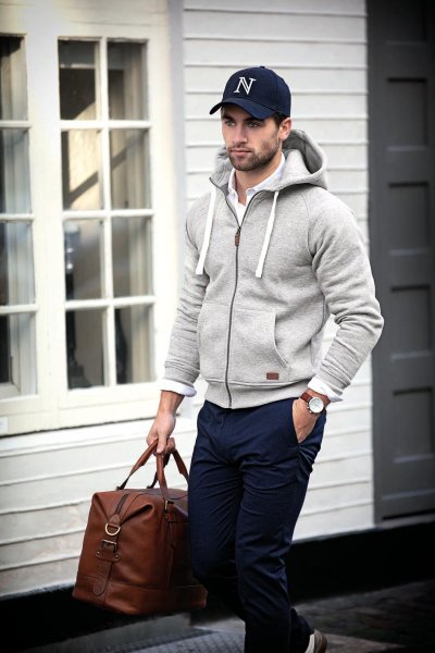 Zoom bild av Stylish hooded sweat, grey melange